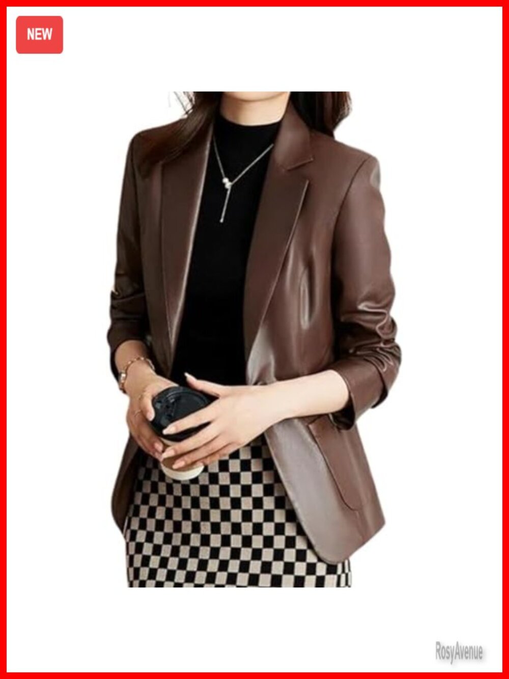Lambskin Leather Blazer Women Notched Lapel Blazer